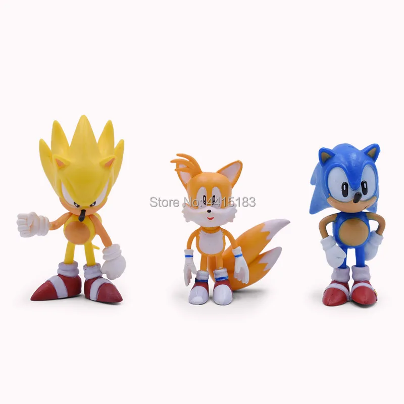 6 pcs/set Anime 2nd Generation Sonic Tails Amy Rose Rouge Knuckles PVC Action Figure Doll Model Toy Christmas Gift For Children