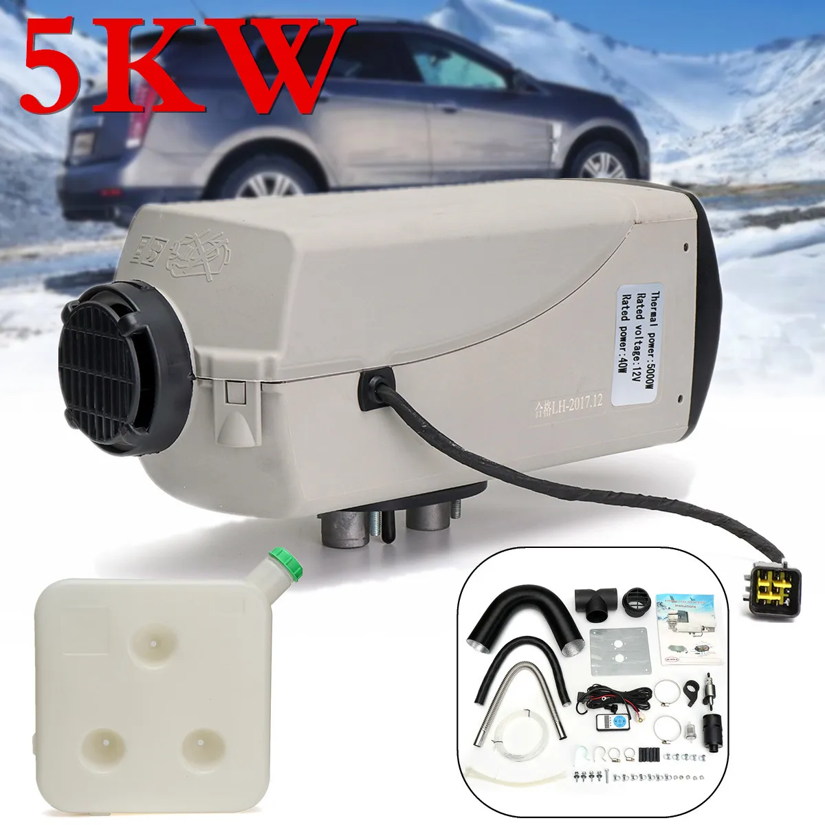 

5000W 12V Gasoline and Vehicles Full Gray Plastic Case New Smart Car Heater Parking Heating Air Conditioner Aluminum PVC Smooth