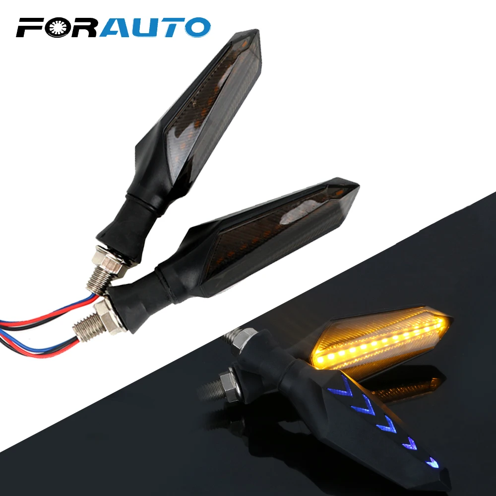 FORAUTO 1 Pair Motorcycle Turn Signal Lights Moto Tail Brake Double-sided LED Flowing Water Lamp Indicator Blinker |