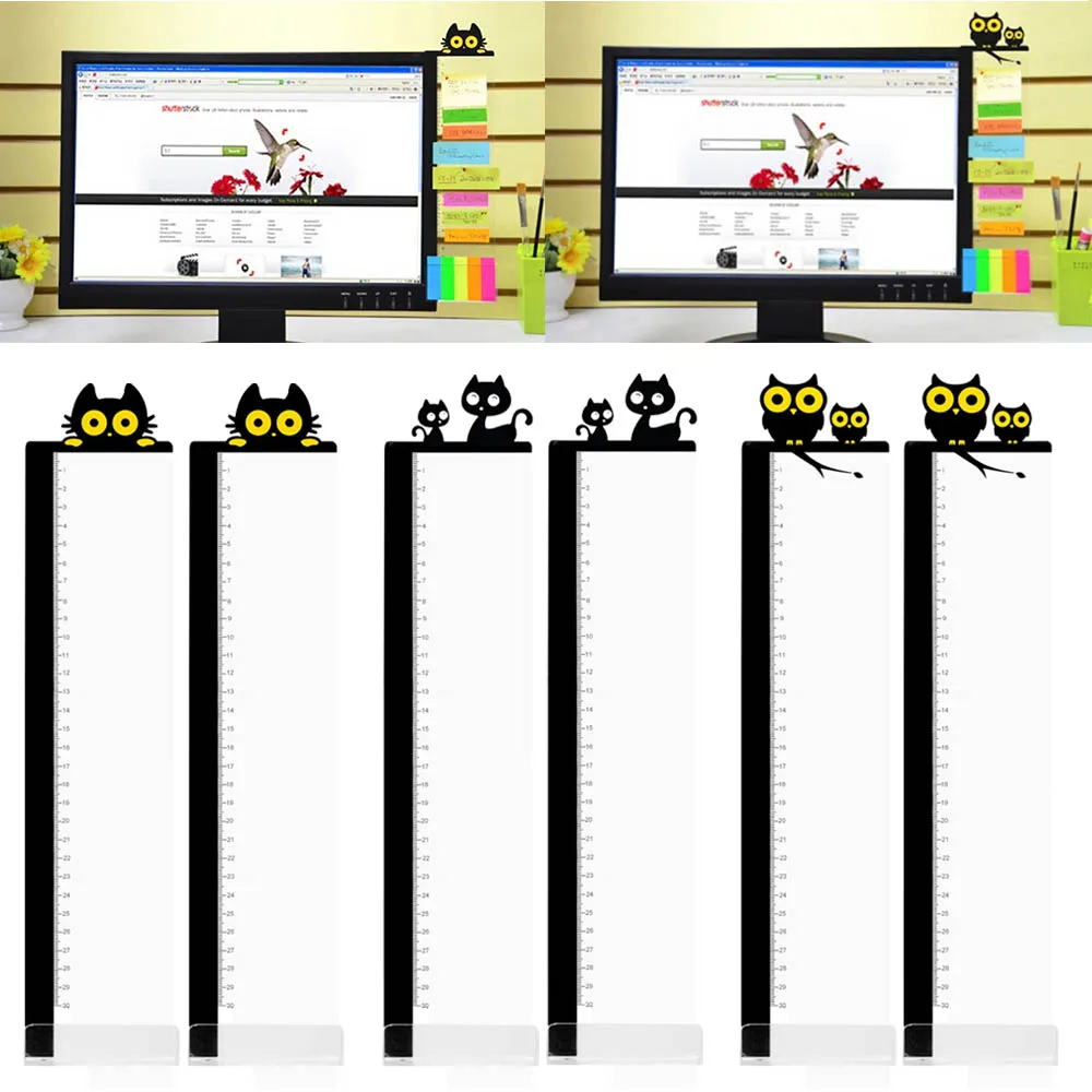 1 пара милый мультфильм акриловые сообщения заметки вкладки доска с линейкой для компьютера PC ноутбук телевизор мониторы экраны