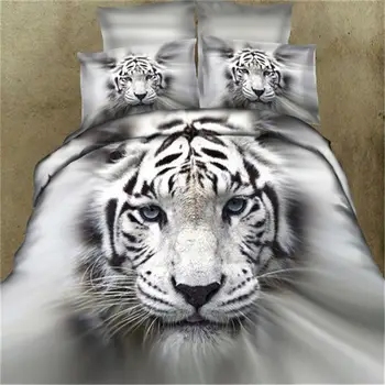 

3D Cool Tiger Head Printing Theme Bed Set Quilt Cover Pillowcases Housewarming Gift Decoration 3pcs/4pcs
