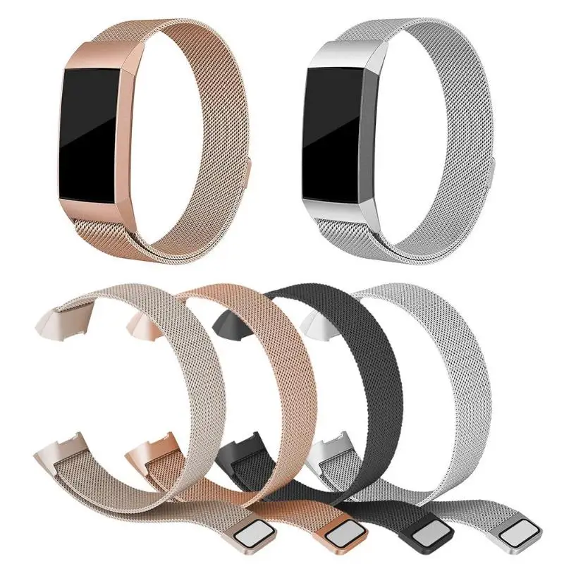 Миланская нержавеющая сталь Магнитная часовая полоса Ремешок для Fitbit Charge 3