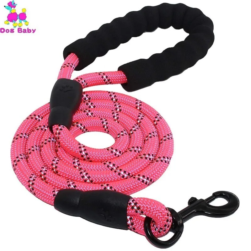 

Reflective Nylon Dog Leash Soft Leather Padded Control Leash Reflective Mountain Climbing Rope For Small Medium Large Dogs