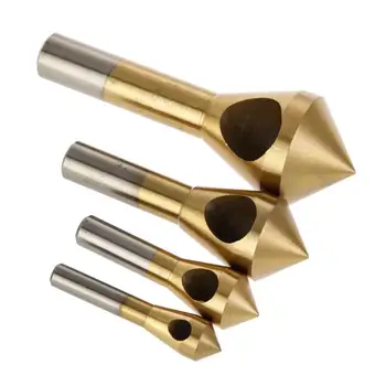 

4pcs Titanium Coated Countersink Deburring Tool Set Metal Drill Bit Chamfer