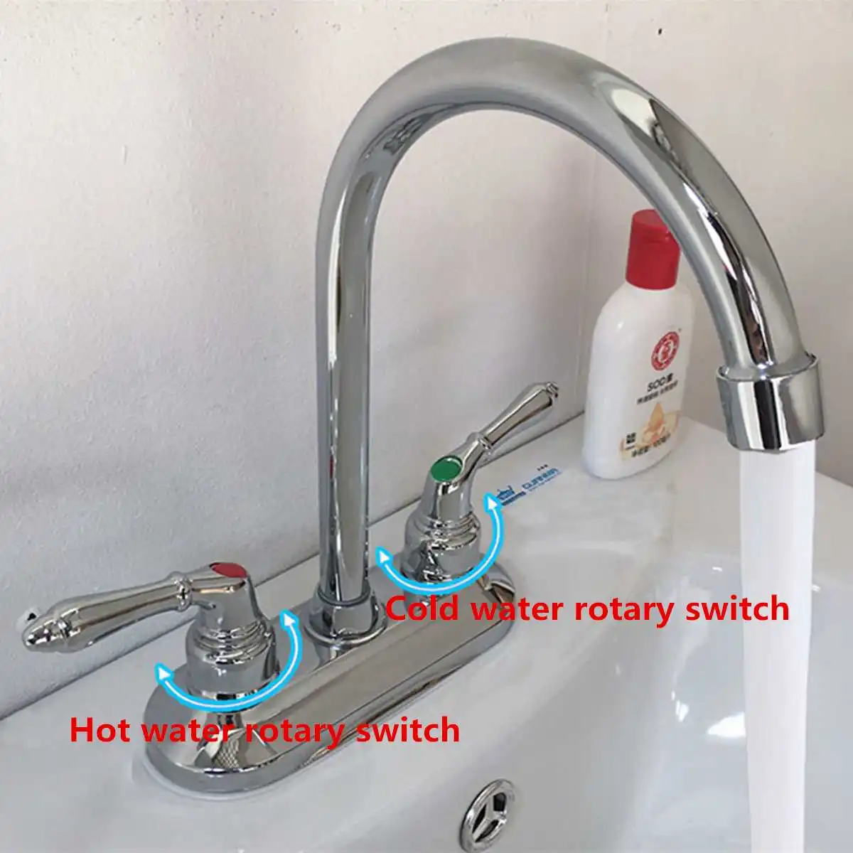 

Modern Chrome Copper Cold Hot Water Double Sink Mixer Tap Bathroom Kitchen Basin Faucet Fixture Home Hotel Bathroom Accessories