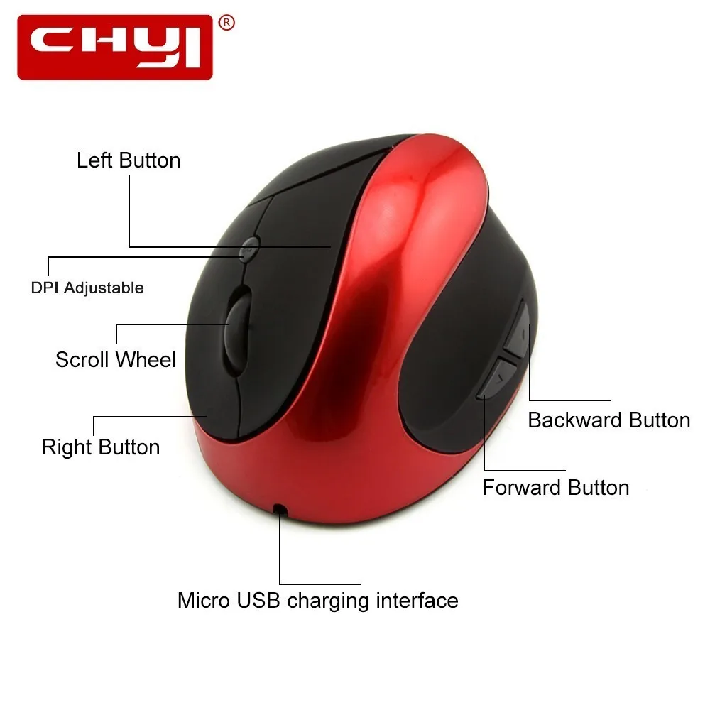

CHYI Vertical Wireless Mouse 6D Gaming Mice 1200 DPI Computer Mouse 2.4Ghz Mice Ergonomic Mause Optical Mice For Home Office Use