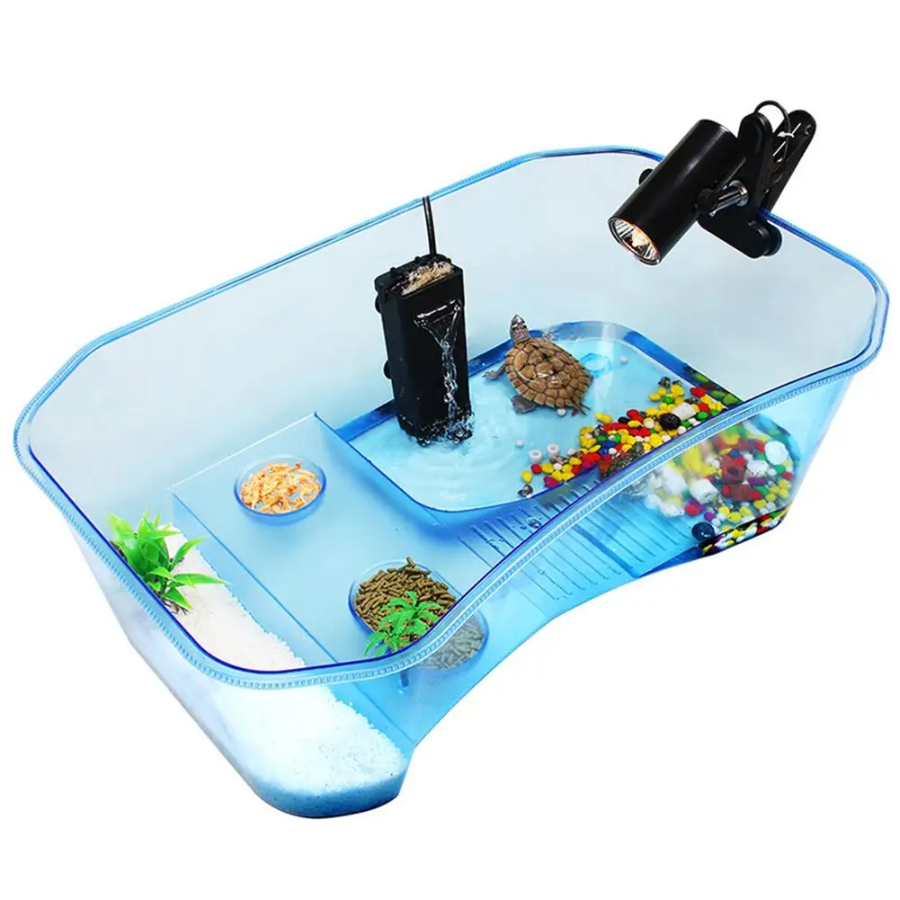

Aquarium Transparent Turtle Breeding Box Reptile Perched House With Drying Platform For Snapping Turtle Water Tank