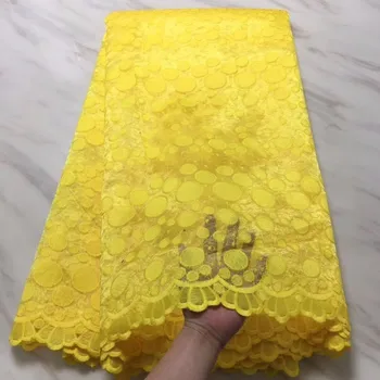 

New Arrival African Lace Fabrics High Quality Cord Lace Guipure Lace Fabric For Party Dress Nigerian yellow Lace Fabric