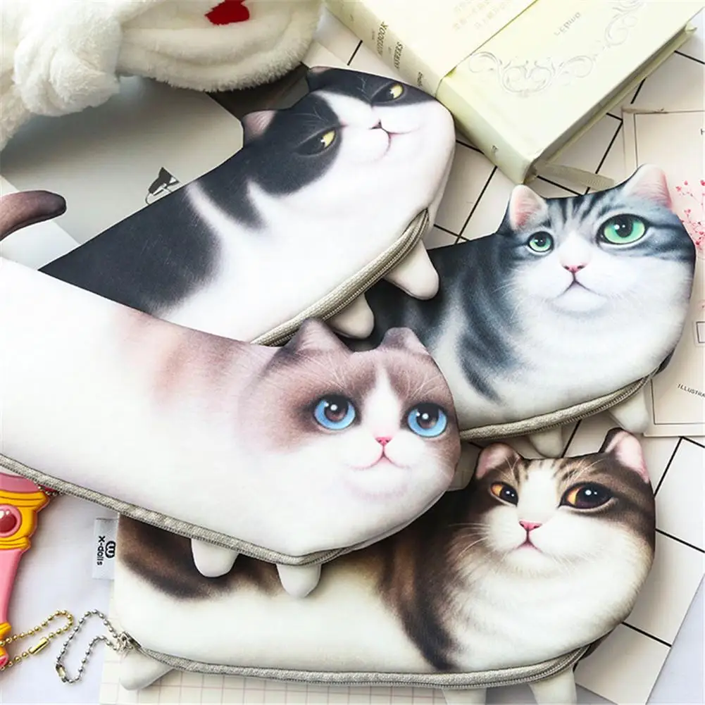 

Kawaii Cat Pencil Case Stationery Bag Cartoon Pencil Soft Cloth Case Student Stationery Pen Bag Support Fast Deliver
