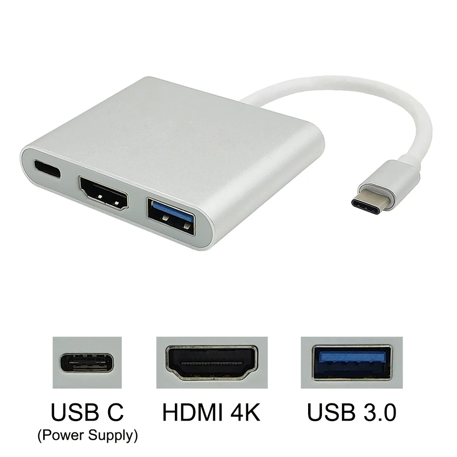 

3in1 USB Type C To HDMI Charging Adapter Converter USB-C 3.1 Hub Adapter for MacBook Pro Google Chromebook Pixel Huawei Samsung