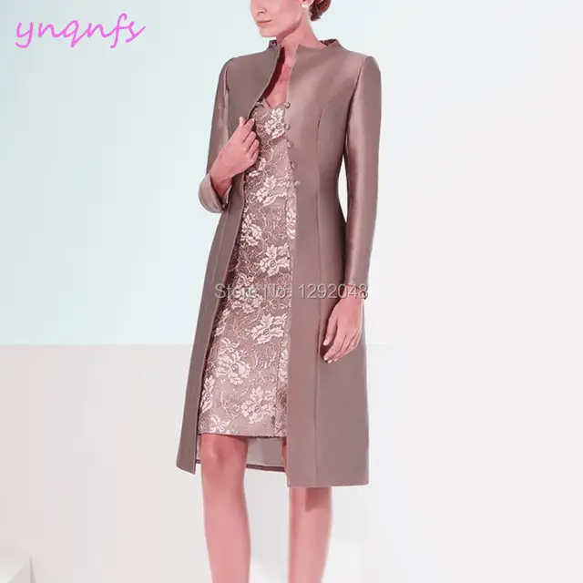 Ynqnfs M190 Sheath Lace Dress Party Wedding Guest 2 Piece Purple