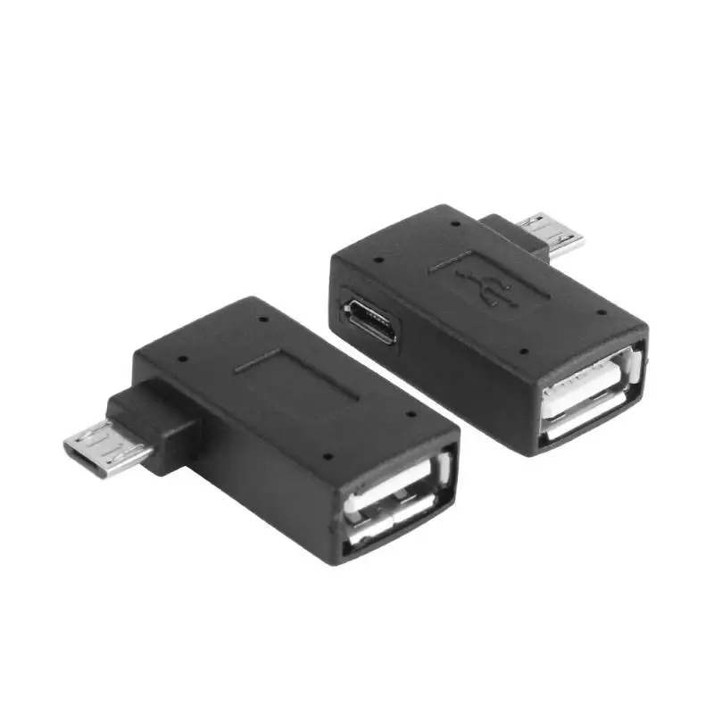 

2pcs 90 Degree Angled Micro USB to USB OTG Adapter Converter w/Power Supply