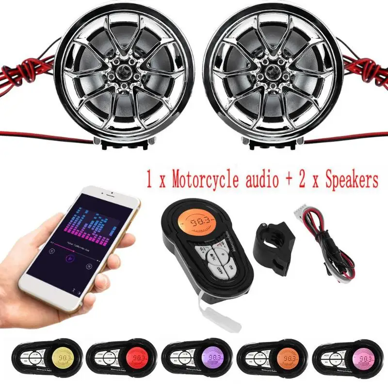 

Hands-free Motorcycle Bluetooth Portable Waterproof Audio System FM Radio Amplifier Subwoofer Speaker Support USB Memory Card