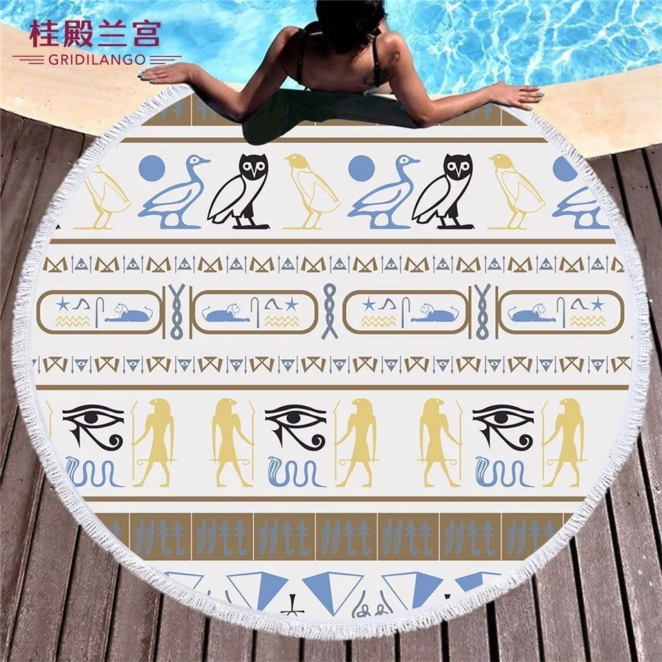 

GRIDILANGO Mandala Bohemian Geometric Color Round Beach Towel For Adult Microfiber Swimming Travel Blanket Bath Towel Dropship