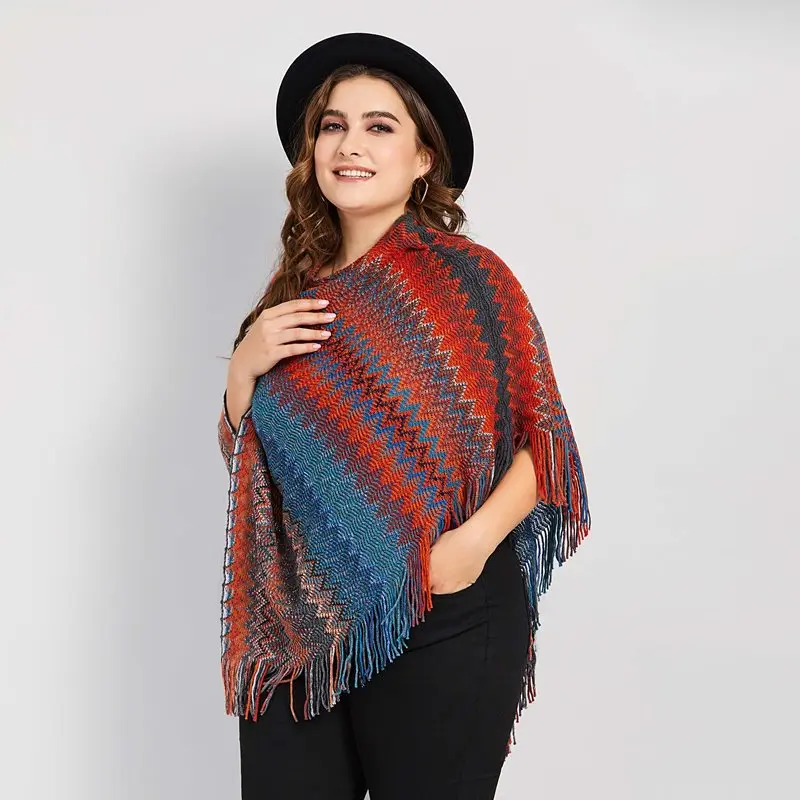 Женские кейпы повседневное Boho элегантный красный в этническом стиле плюс