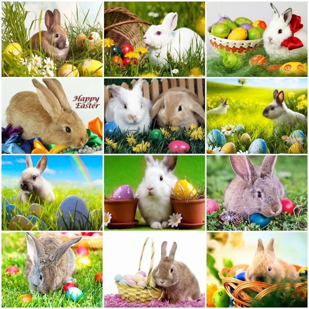 

HUACAN 5D DIY Diamond Embroidery Full Display Animal Rabbit Rhinestones Mosaic Full Square Diamond Painting Home Decor Gift
