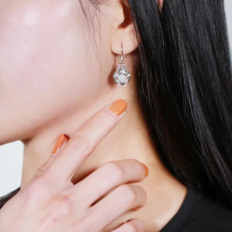 Strollgirl 100% 925 Sterling Silver Earrings Bat Animal Growing Drop Earrings for Women Fashion jew