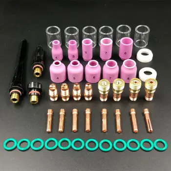 

49Pcs Tig Gas Lens Tig Welding Kit Gas Lens Welding Torch Stubby Gas Lens #10 Pyrex Glass Cup Kit For WP-17/18/26