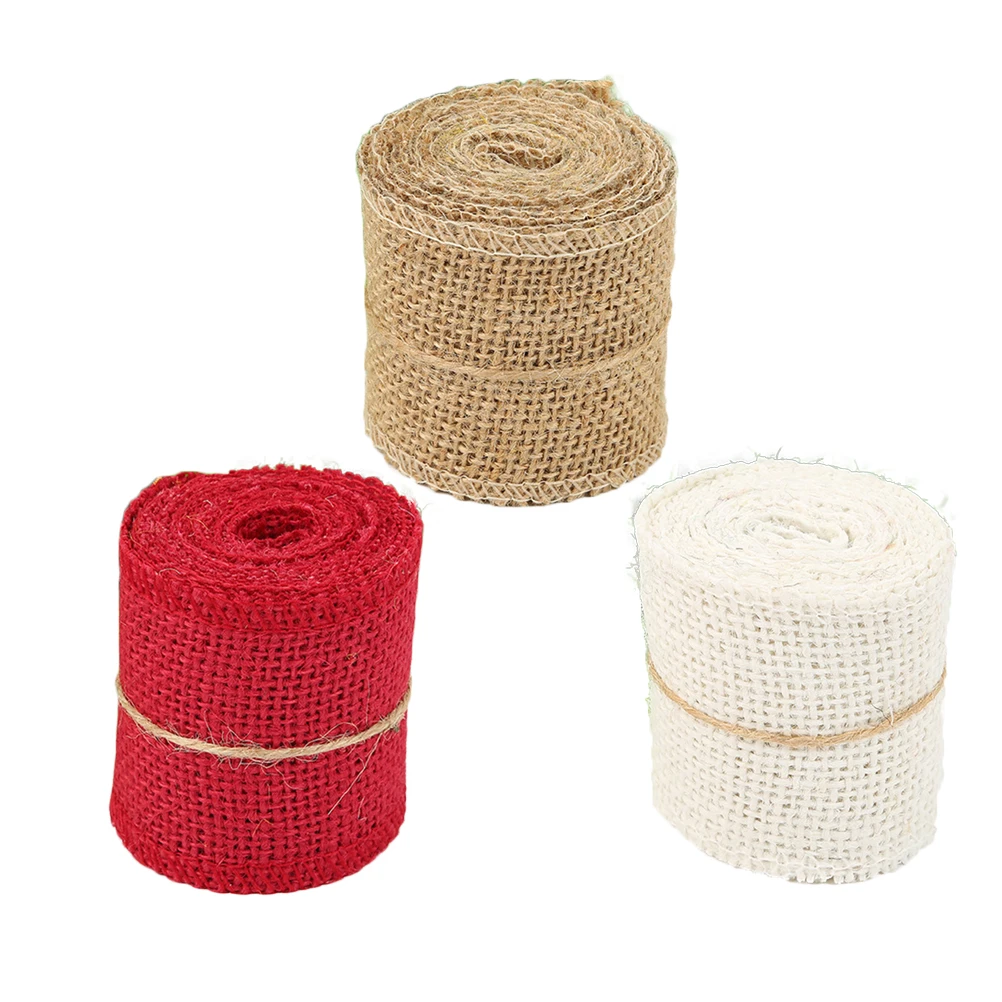 

3pcs Burlap Ribbon Jute Rustic DIY Ribbon for Making Bows Arts and Crafts Gift Wrapping DIY Wedding Decorations