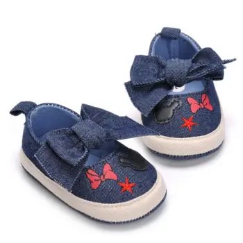

Hot Cute 2018 Fashion Newborn Baby Girls Boys Soft Sole Crib Bowknot Denim Shoes Casual Sneaker