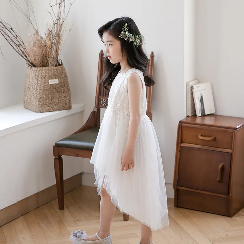 

Tulle Lace Teenage White Party Dress Girls Floral Long Toddler Flower Dresses Princess Girl Summer Spring Gown Elegant Clothing