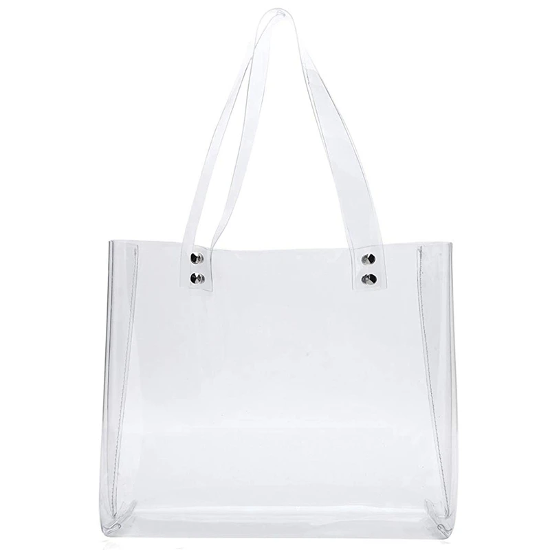 

Womens Clear Tote Bag For Stadium Work Plastic Pvc Purse Handbags