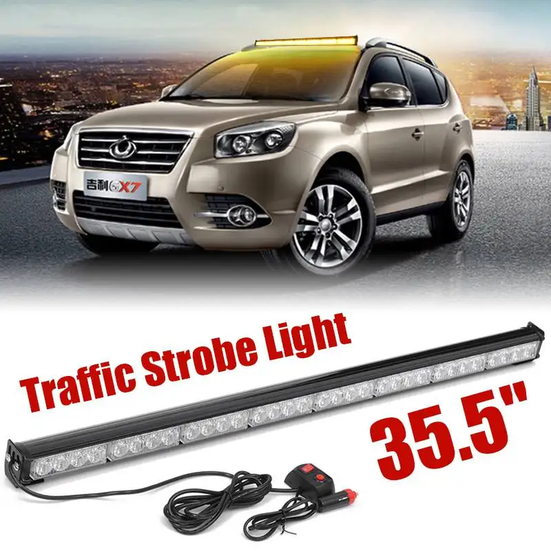 

35.5 Inch Car LED Lamp Flash Strobe Traffic Light Bar Yellow LED Day Light Lamp Emergency Warning Light for 12V Car Vehicle