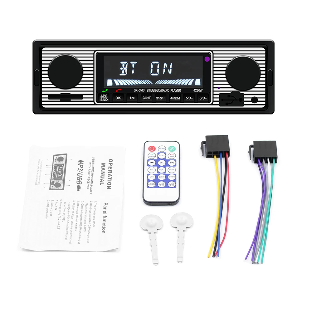 5513 Автомобильный MP3 плеер Bluetooth Hands Free вызова FM радио музыкальный с время Дисплей