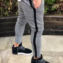Стиль Модные популярные мужские флисовые брюки с подкладкой брюки-карандаш костюм брюки полосатый Повседневный карман на молнии
