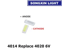 200 pçs/lote 4020 4014 smd led contas branco frio 1w 6v 150ma para tv/lcd retroiluminação led de alta potência led 4020