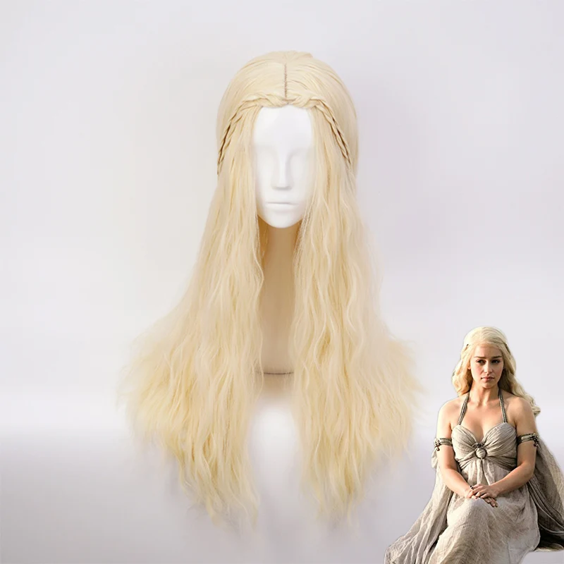 

Game of Thrones Daenerys Targaryen Long Curly Milk Golden Cosplay Wig