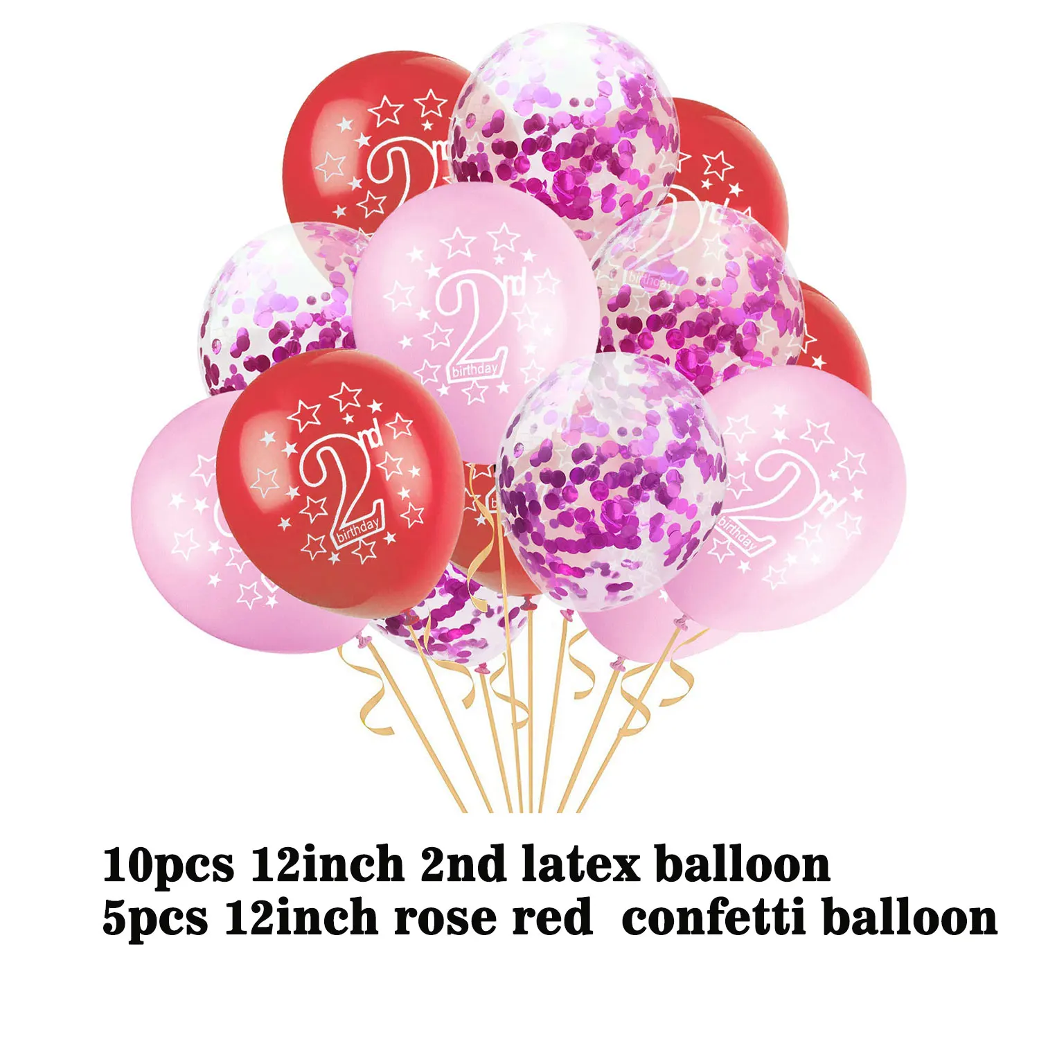 AMAWILL украшения ко дню рождения для девочек розовый воздушный шар "Конфетти" Детские 2nd День рождения Декор ярко-Розовые босоножки с помпонами для 2-летних детского дня рождения