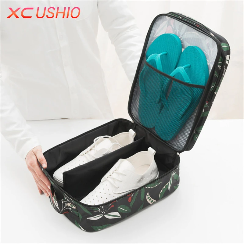

Floral Series Shoes Organizer Bag Large Capacity Travel Double Layer Waterproof Tote Pouch Bag Underwear Bra Socks Storage Bag