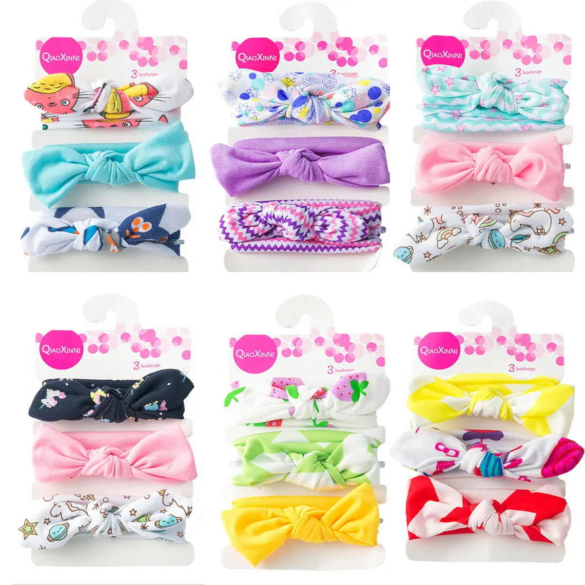 

3Pcs/Lot Baby girl headband Cotton Rabbit Ear baby Headwear Turban Dot Bowknot Elastic Hairband Cotton baby gir Hair Accessories