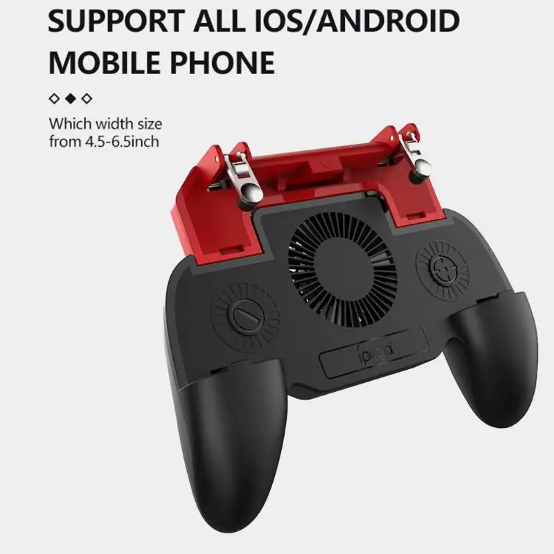 PG-9123 Telescopic Mobile Gamepad Joystick L1R1 Trigger Controller for PUBG w/Cooling Fan Power Ban