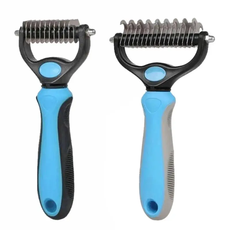 

Pet Fur Knot Cutter Remove Rake Grooming Shedding Brush Comb Rake Dog Cat Shedding Trimmer Comb E5M1