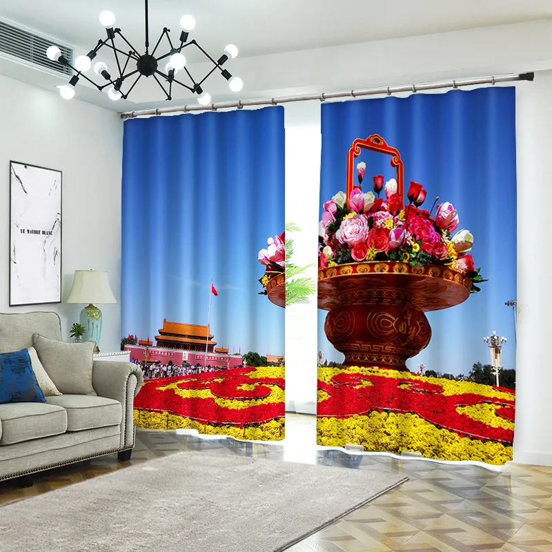 

plant 1set Digital print blackout curtains for window treatment blinds finished drapes window curtains Living room bedroom CU194