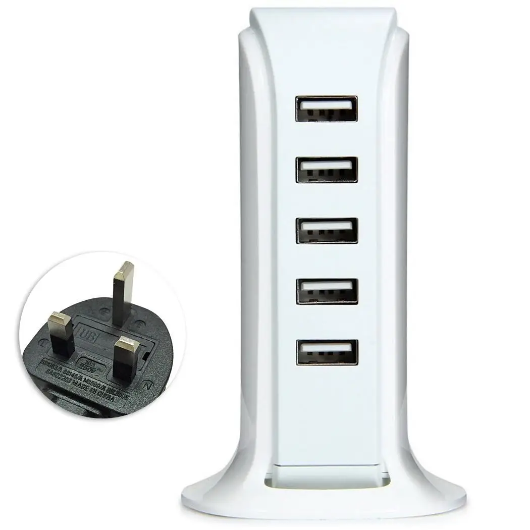 

5Port Multi USB Charger HUB Display USB Charging Station Dock Universal Mobile Phone Desktop Wall Home Chargers EU/US/UK Plug