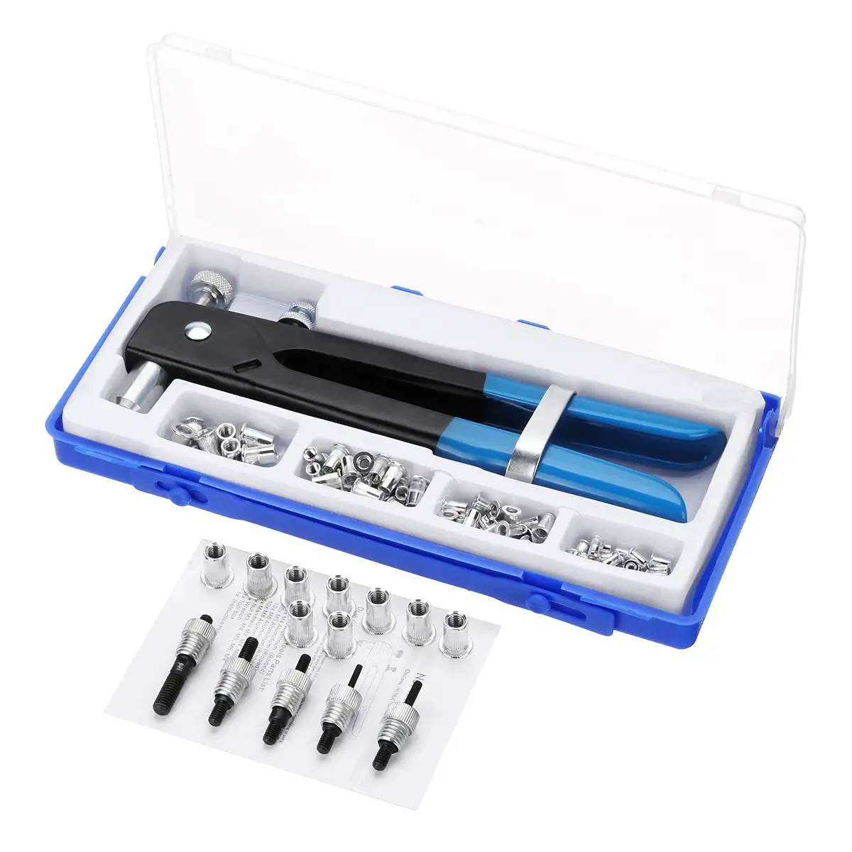

86Pcs/Set Blind Riveters Heavy Nut Threaded Insert Hand Riveting Kit Wrench Rivet Nuts Nutsert Nail Repair Tools M3-M8