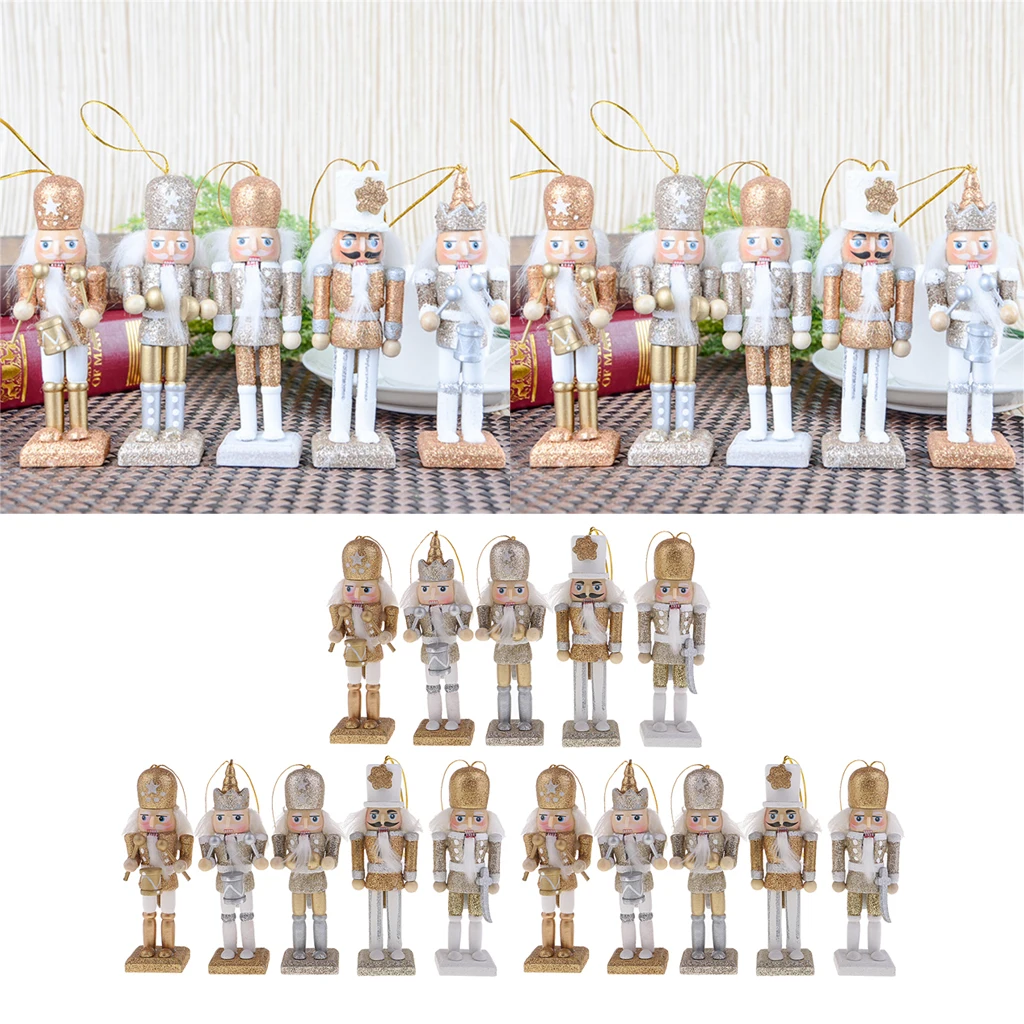 

15Pcs 12cm Wooden Nutcracker Solider Figure Model Puppet Doll Handcraft for Children Gifts Christmas Home Office Decor Display
