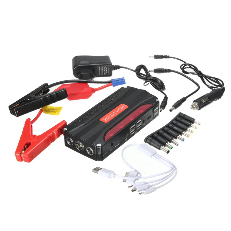 Multifunction Jump Starter 68800mAh 12V 4 USB 600A Portable Power Bank Car Battery Booster Charger Starting Device EU Plug