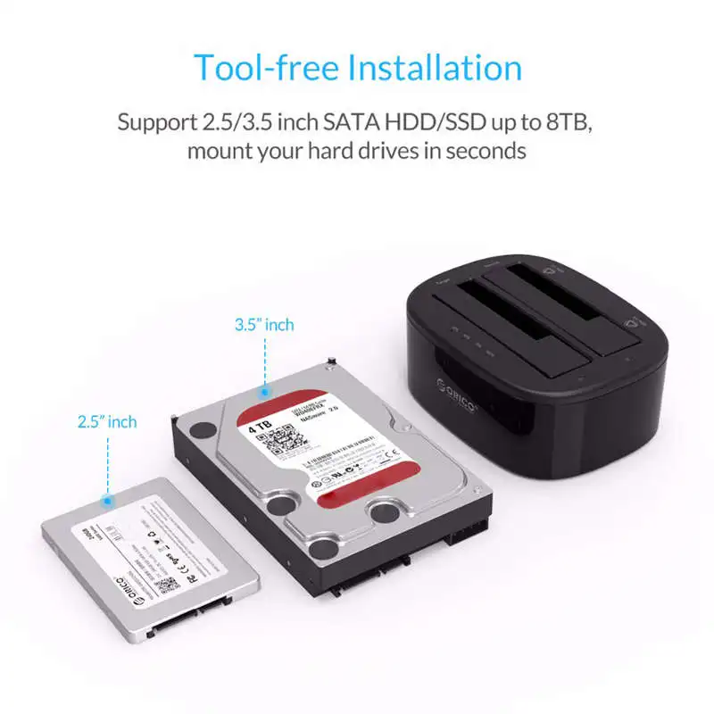  Estación de acoplamiento Orico 6228Us3 Usb 30 a Sata de doble bahía de disco duro para 25/35 pulgad