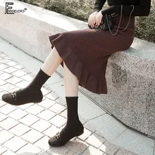 Зимние юбки русалки, хит, женская мода, элегантный дизайн, милый вязаный свитер, юбка, коричневая, черная, серая, высокая талия, вязаная юбка 1191