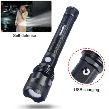 

SKYWOLFEYE 8000 Lumens LED Tactical Torch Flashlight 5 Modes XH-P50 Flash Light with Convex Lens Outdoor For Bike Front Light