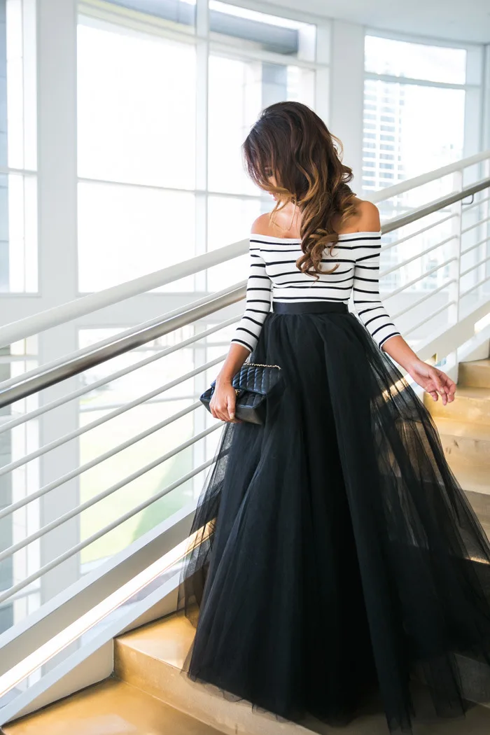 

Casual Striped Women Dress Fit and Flare Strapless Women Dresses slash neck Floor-Length Women Clothes 2018