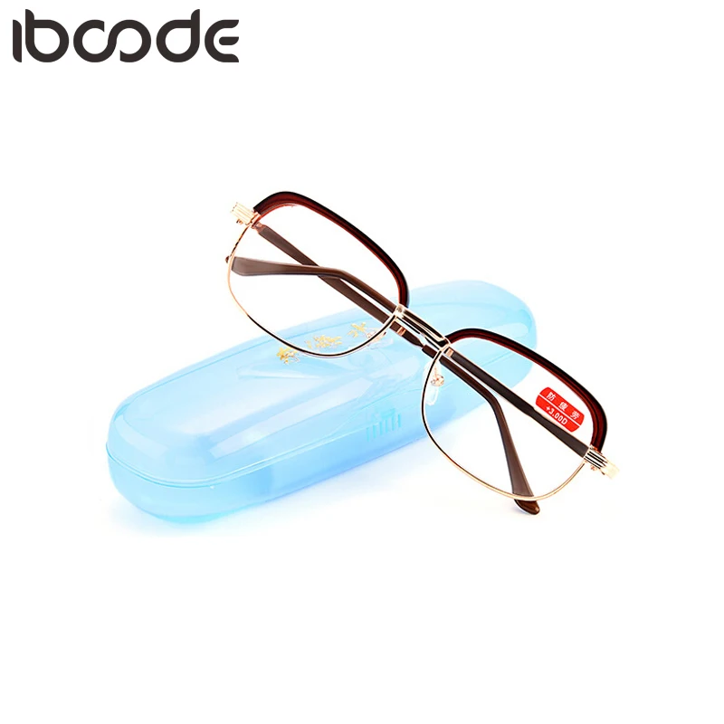 

iboode New Natural Crystal Reading Glasses Retro Eyebrow Frame Anti Radiation Fatigue Hyperopia Presbyopic Eyeglasses With Case