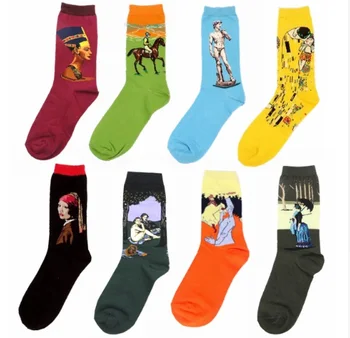 

Special Prince Oil Painting Design Socks Cotton Casual Painting Funny Socks Vintage Eight Colors Summer