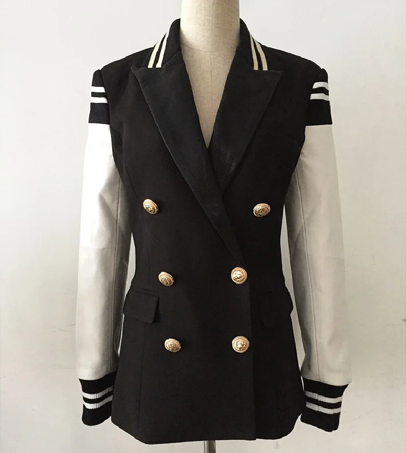 Женский праздничный Блейзер черный двубортный блейзер с золотыми пуговицами