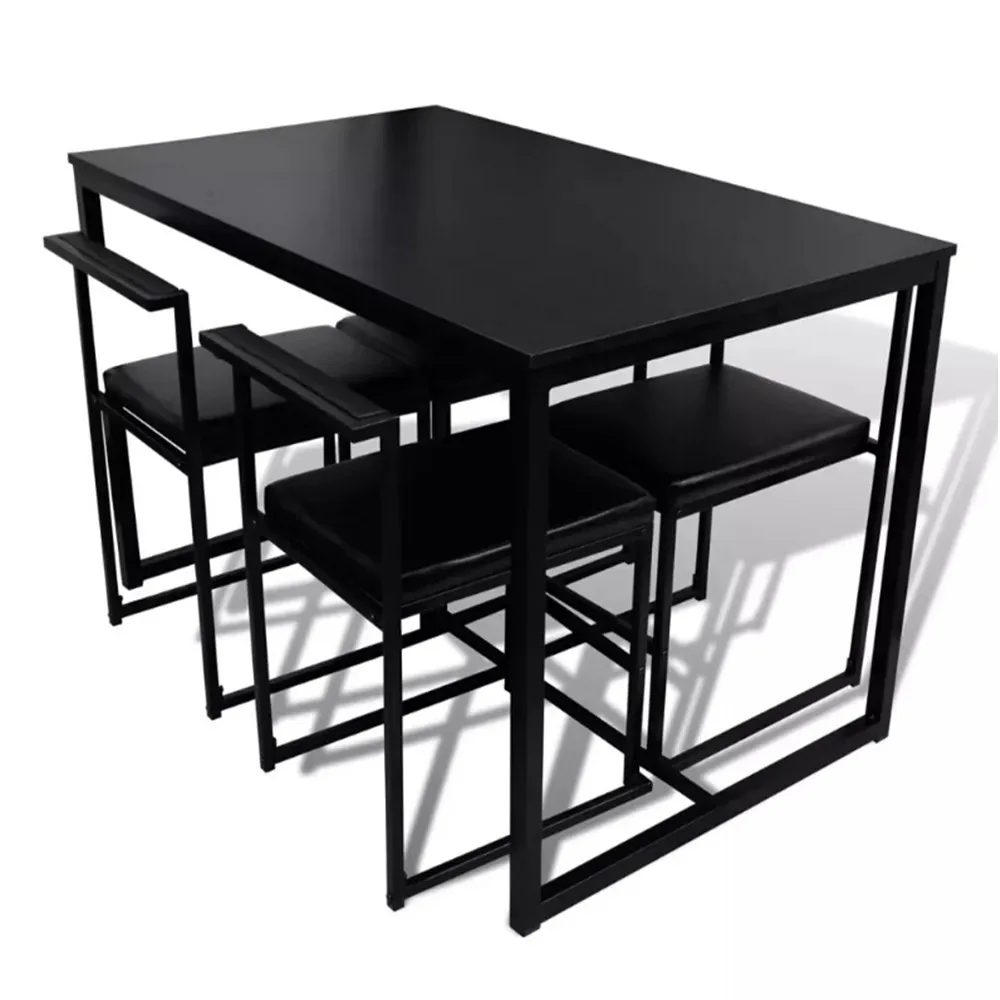 VidaXL 5 Pieces Dining Table Sets Classically Elegant MDF Dining Table And PVC Chairs With Iron Frames Home Furniture 244269