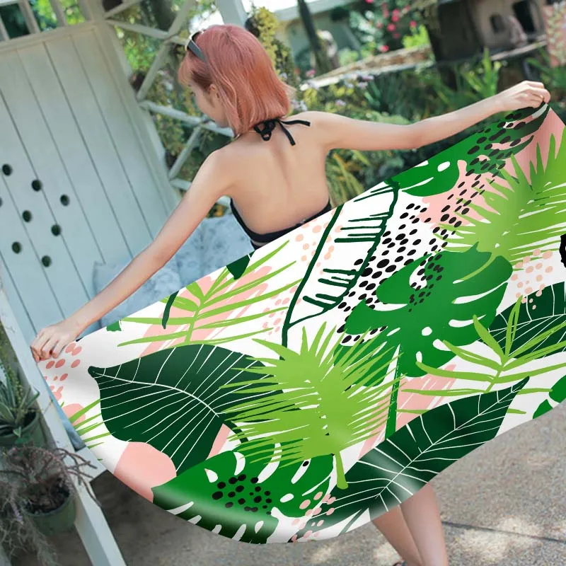 

3D Printed Leaves Microfiber rectangle Beach Towel for Adults Child Summer Toalla Yoga Mat T501